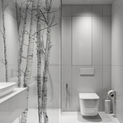 The Forest - Washable translucent vinyl sticker with ecological inks, for glass partition of bedrooms. Grey. Lokoloko