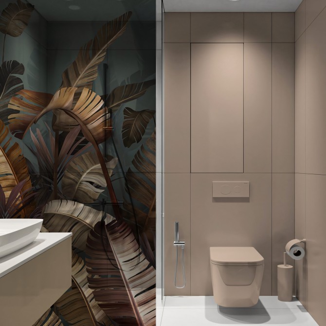 The Eden - Washable transparent self-adhesive vinyl with ecological ink for shower panel glass in the bathroom. Lokoloko