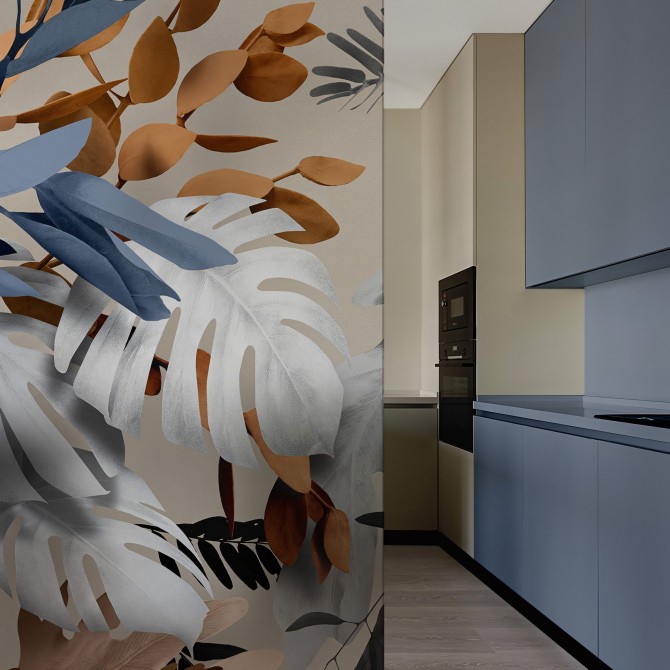 Glam - Washable self-adhesive translucent vinyl sticker of mural for kitchen panel glass. Ecological ink. Lokoloko