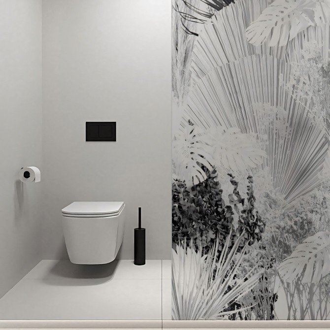 Blanca Dona - Mural Vinilo translúcido autoadhesivo lavable para mampara de ducha de cristal. Blanco y negro. Lokoloko
