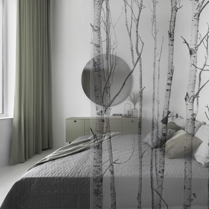 El Bosque - Mural de vinilo transparente autoadhesivo lavable para tabiques de cristal separador de dormitorios. Lokoloko