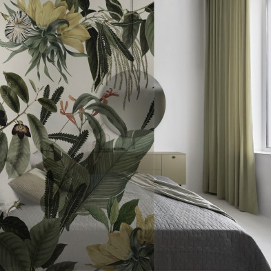 Flores de Terciopelo - Mural vinilo transparente autoadhesivo lavable para tabiques de cristal de dormitorios. Lokoloko