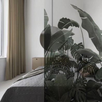 Jardín Botánico - Mural de vinilo transparente autoadhesivo lavable para tabiques de cristal separador de dormitorios. Lokoloko