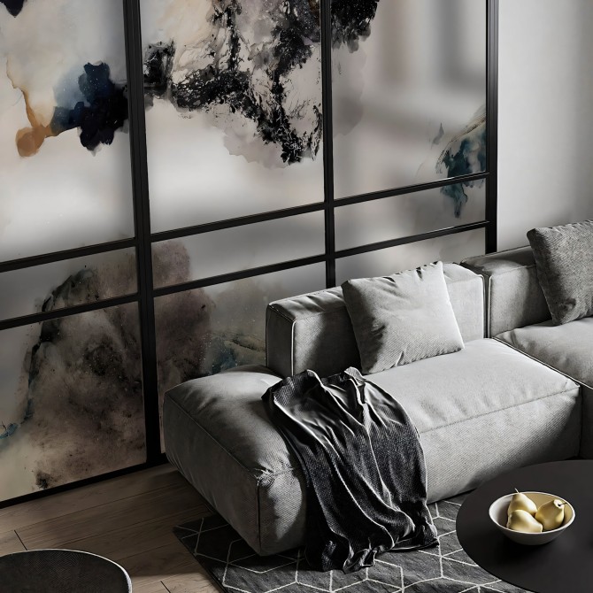 Liquid - Mural de vinilo translúcido autoadhesivo lavable para puertas correderas de cristal. Lokoloko