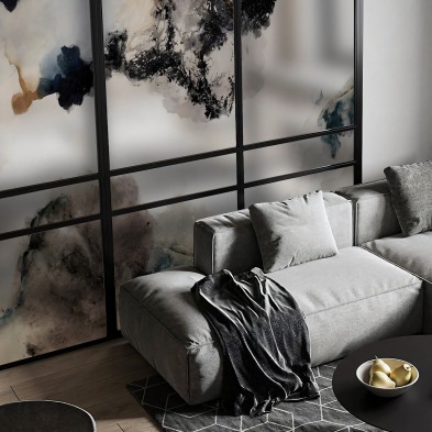 Liquid - Mural de vinilo translúcido autoadhesivo lavable para puertas correderas de cristal. Lokoloko