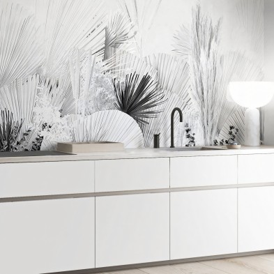 Blancadona - Washable self-adhesive Vinyl Mural for kitchens bathrooms furniture local walls leaves minimalism warm lokoloko