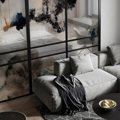 Liquid - Mural de vinilo transparente autoadhesivo lavable para puertas correderas de cristal. Lokoloko