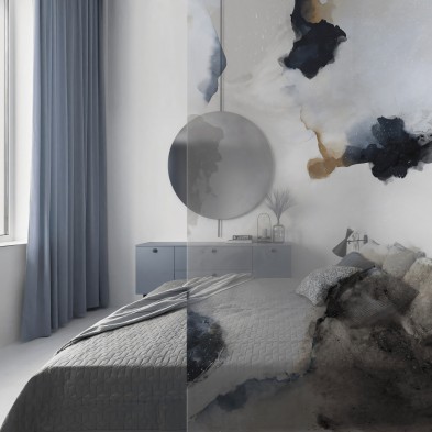 Liquid - Mural de vinilo transparente autoadhesivo lavable para tabiques de cristal separador de dormitorios. Lokoloko