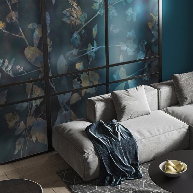 Nocturna - Washable self-adhesive translucent vinyl sticker of mural for sliding glass doors. Lokoloko