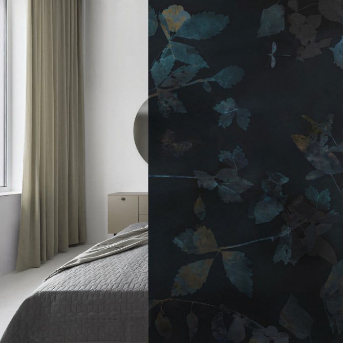 Nocturna - Washable self-adhesive translucent vinyl sticker of mural for bedroom panel glass. Ecological ink. Lokoloko