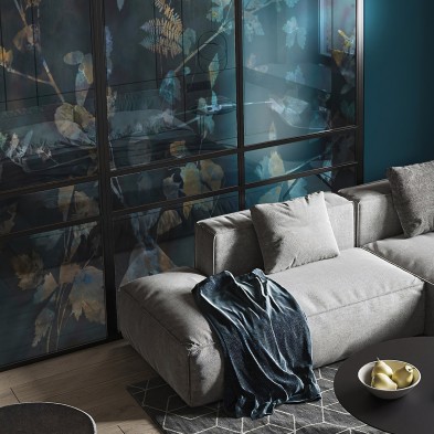 Nocturna - Washable self-adhesive transparent vinyl sticker of mural for sliding glass doors. Lokoloko