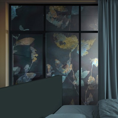 Nocturna - Washable self-adhesive transparent vinyl mural for glass partition at home. Lokoloko