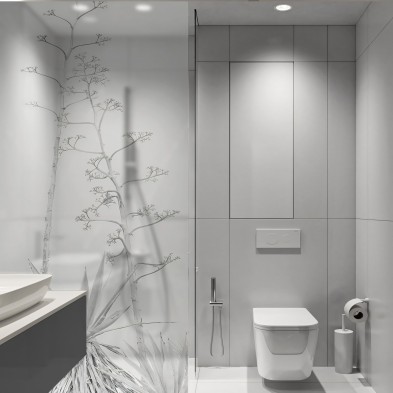Pita - Mural de vinilo translucido autoadhesivo lavable para mamparas de cristal de ducha en baños. Lokoloko