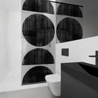 Ritmo - Mural de vinilo translúcido lavable autoadhesivo para cristal de mampara de ducha en baño. Lokoloko