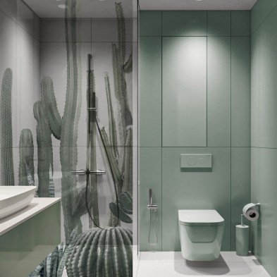 Cactarium - Washable self-adhesive transparent vinyl mural for glass and bathroom screen. lokoloko