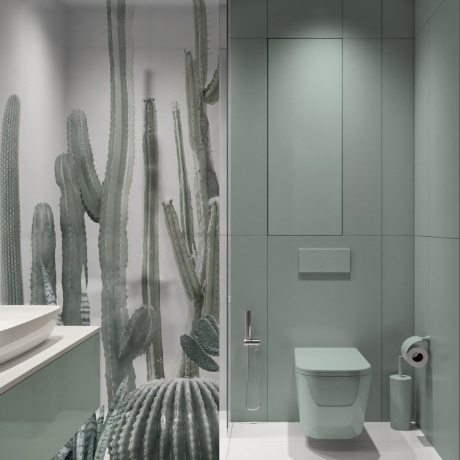 Cactarium - Mural vinilo translúcido autoadhesivo lavable para cristal y mampara de baño y ducha. Lokoloko