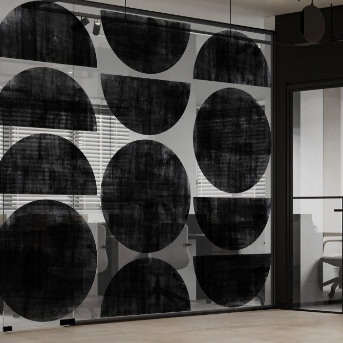Ritmo - Washable transparent self-adhesive vinlyl mural for glass partition at home and offices. Lokoloko.