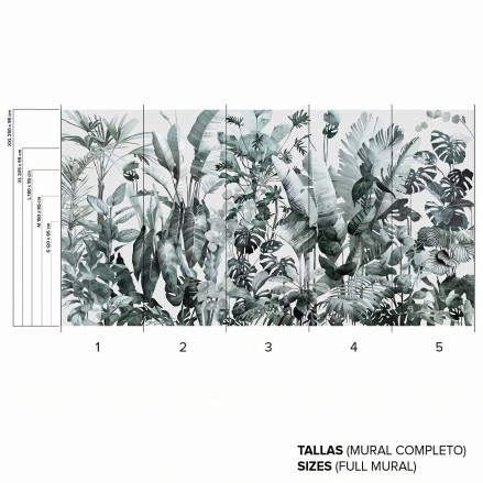 Tropicalia - Vinilo translúcido autoadhesivo lavable para cristales y ventanas. Medidas. Lokoloko
