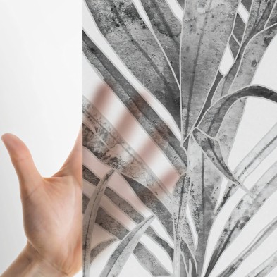 Tropicalia Black & White - Translucent self-adhesive vinyl sticker for windows and glass door. Ecological ink. Lokoloko