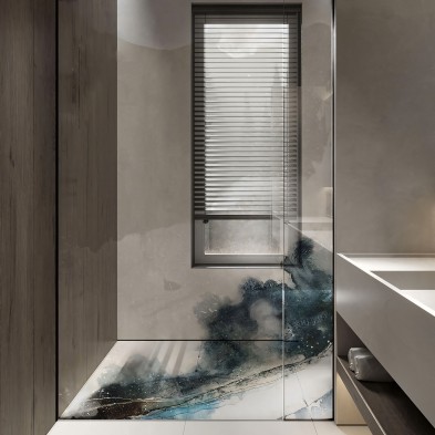 Liquid - Washable transparent vinyl sticker with ecological inks, for shower panel glass. Lokoloko