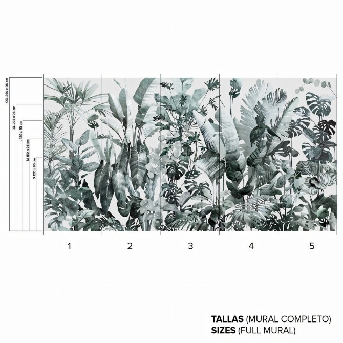 Tropicalia - Vinilo transparente autoadhesivo lavable para cristales y ventanas. Medidas. Lokoloko