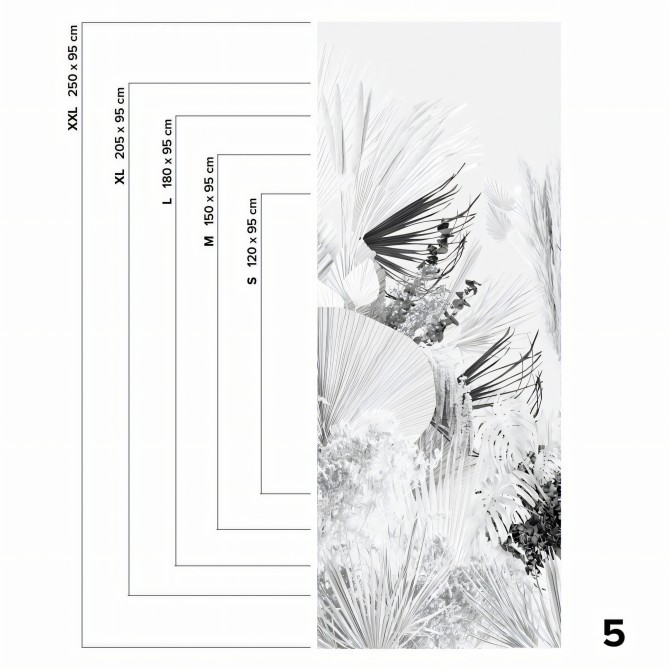 Blancadona - 5 piece washable self-adhesive vinyl mural for kitchens bathrooms furniture walls leaves minimalism warm lokoloko