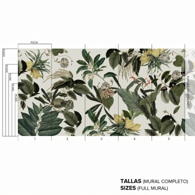 Flores de terciopelo - Mural de vinilo autoadhesivo opaco - Mural completo con continuidad infinita - Medidas - Lokoloko