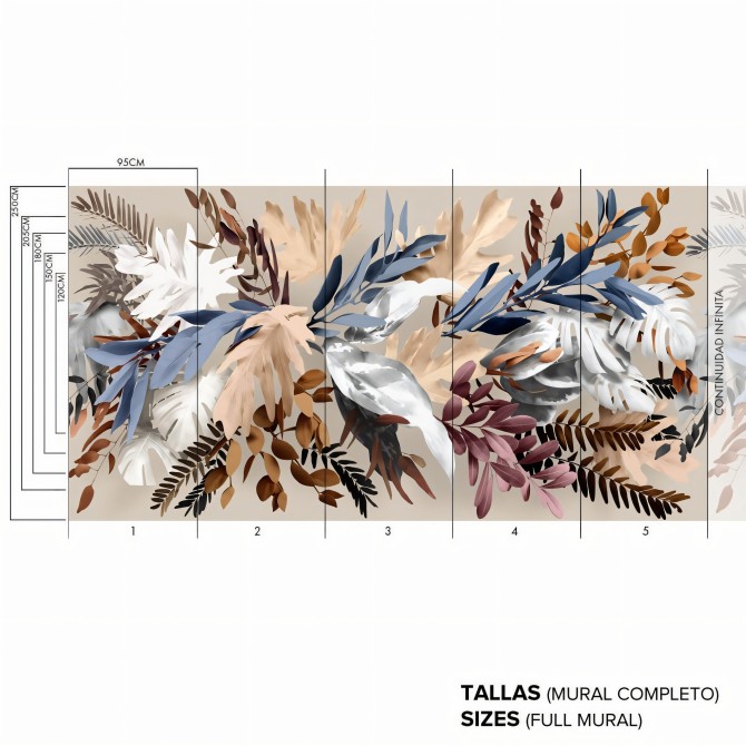 Glam - Vinyl wall mural - Full design - Infinite continuity - Sizes - Lokoloko