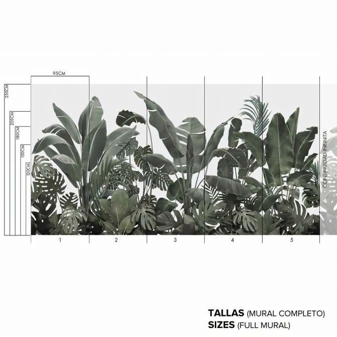 Botanical Garden - Vinyl wall mural - Infinite continuity of design - Sizes - Lokoloko