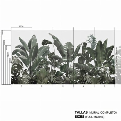 Botanical Garden - Vinyl wall mural - Infinite continuity of design - Sizes - Lokoloko