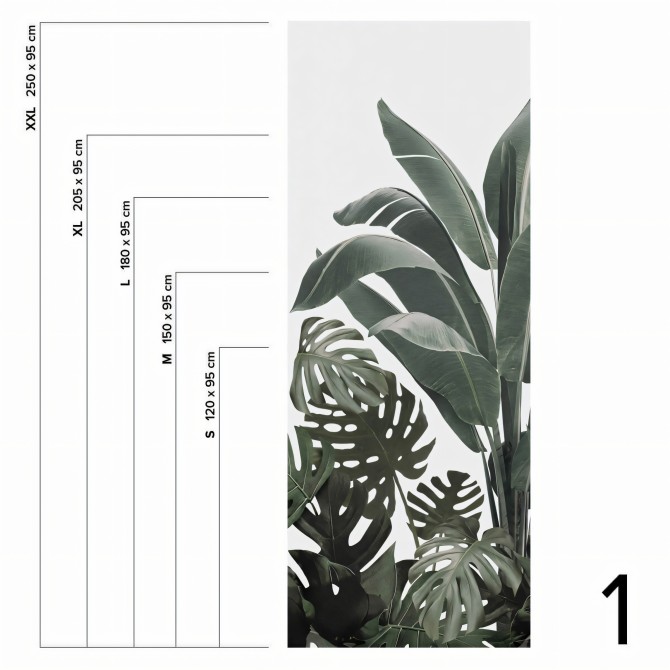Botanical Garden - Piece 1 - Leaves of banana trees, palms, monsteras. Washable vinyl self-adhesive wall furniture