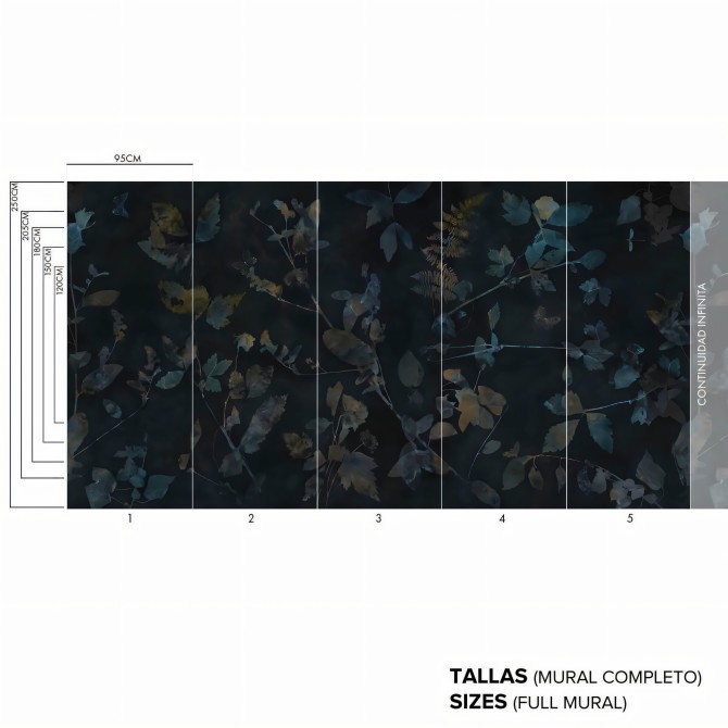 Nocturna - Self-adhesive vinyl mural - Design with infinite continuityt - Sizes - Lokoloko