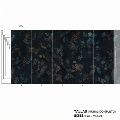 Nocturna - Mural de vinilo autoadhesivo - Diseño con continuidad infinita - Medidas - Lokoloko