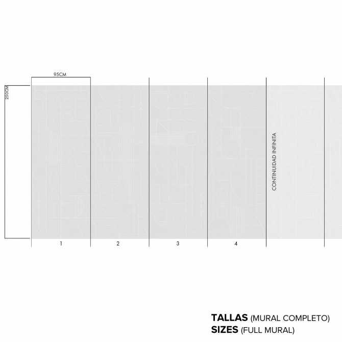 Line 1 - Eco-friendly self-adhesive wallpaper mural for bedroom living-room - Infinite wall mural - Geometry, grey - Lokoloko