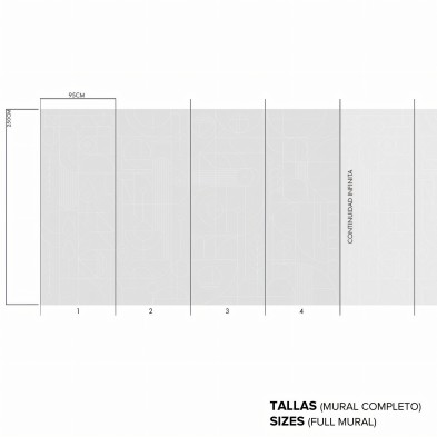 Line 1 - Eco-friendly self-adhesive wallpaper mural for bedroom living-room - Infinite wall mural - Geometry, grey - Lokoloko
