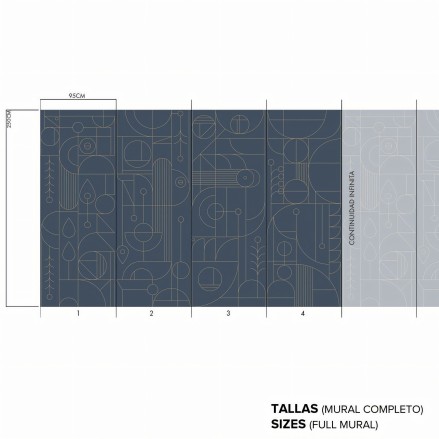 Line 3 - Papel pintado pared ecológico autoadhesivo para dormitorios salones - Geometría Bauhaus - Lokoloko