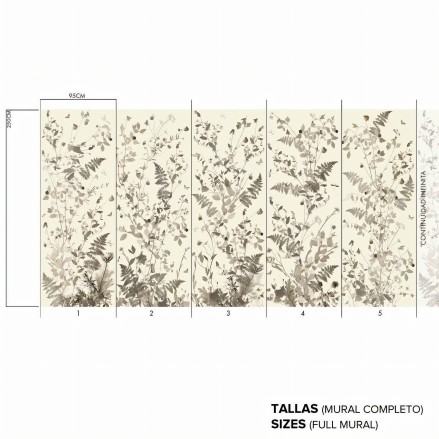 Tempus Natural - Eco-friendly self-adhesive wallpaper mural for living-room walls - dry leaves flowers - Lokoloko