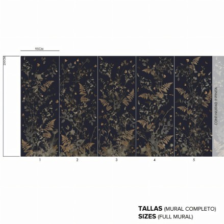 Tempus Natural - Papel pintado pared ecológico autoadhesivo dormitorios pared cabecero - hojas secas flores - Lokoloko