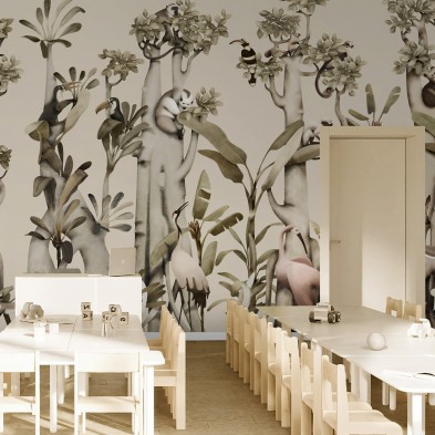 Baume - mural infantil vinilo lavable autoadhesivo para paredes y muebles en guarderias, escuelas, bosque animales, lokoloko