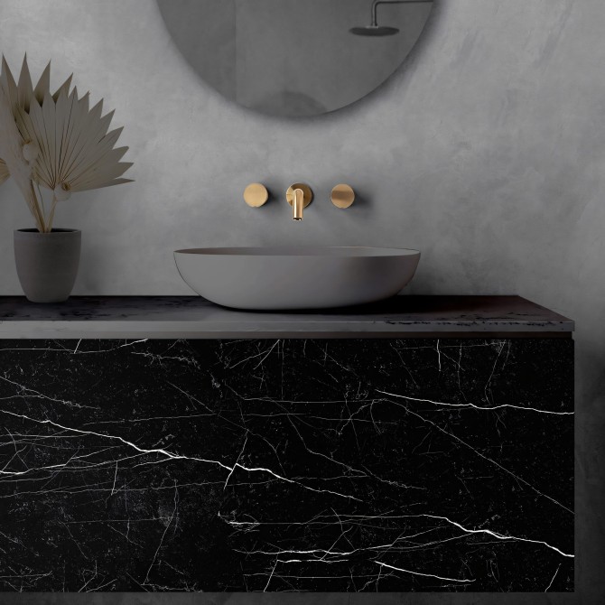 Moka Marble, Washable self-adhesive eco inks. Vinyl for furniture bathroom, lokoloko