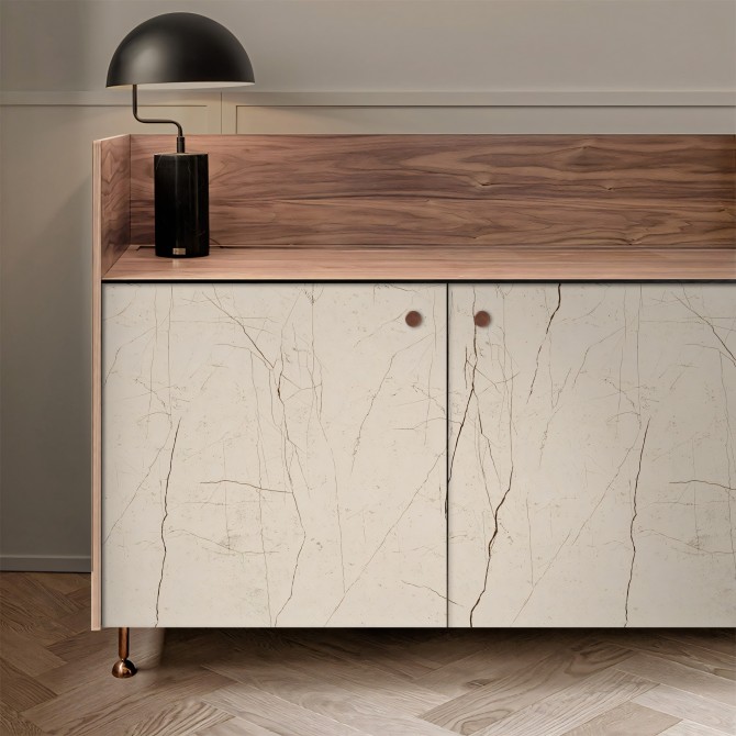 Marmol Toscana. Vinilo lavable autoadhesivo para muebles salon comedor puertas aparador, crema beige con vetas. Lokoloko