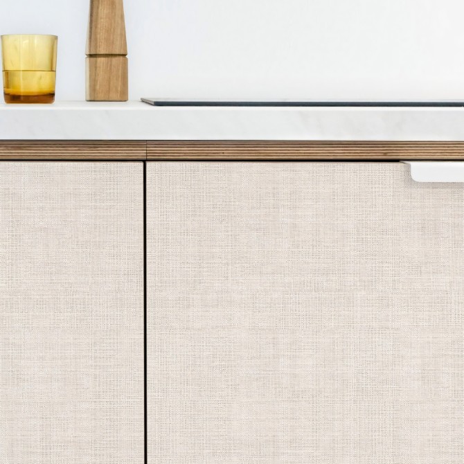 Tejido Arena. Vinilo lavable, tintas ecologicas, resistente al agua, antibacterias para muebles de cocina. Lokoloko