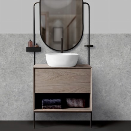 Alvar Cement. Washable self-adhesive vinyl for tiled walls in bathrooms, showers and toilets. Lokoloko