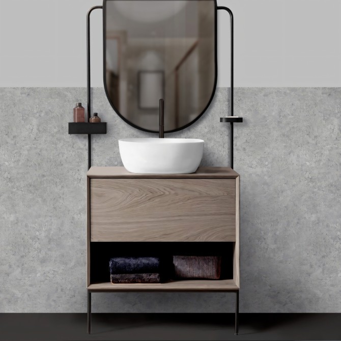Cemento Alvar. Vinilo lavable autoadhesivo para paredes con azulejos en banos, duchas y aseos. Lokoloko