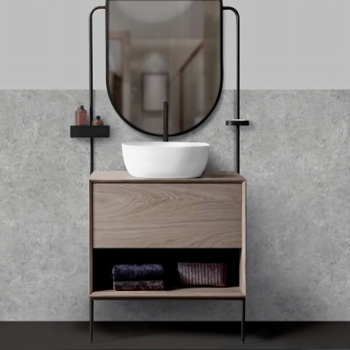 Cemento Alvar. Vinilo lavable autoadhesivo para paredes con azulejos en banos, duchas y aseos. Lokoloko