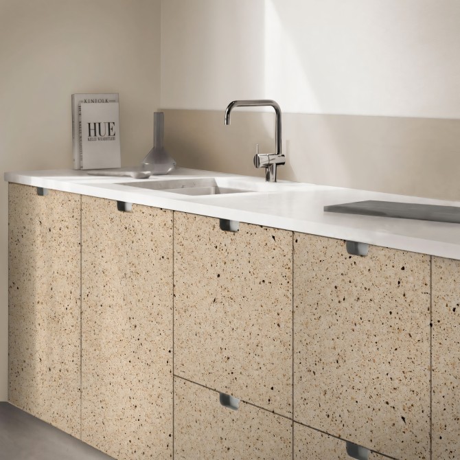 Bello Terrazzo. Washable self-adhesive eco inks. Vinyl for furniture kitchen doors tables, brown. Lokoloko