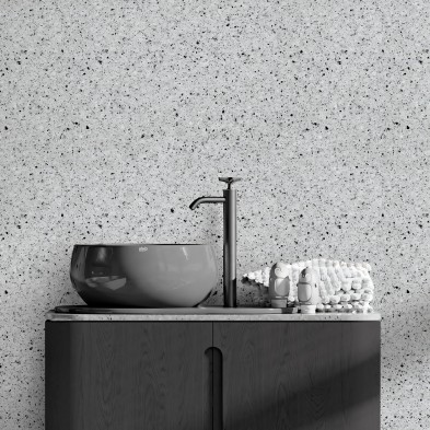 Terrazo Lido. Vinilo lavable autoadhesivo para paredes de azulejos en baños, duchas, aseos. Gris. Lokoloko