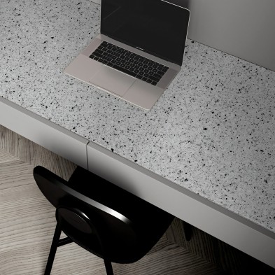 Lido Terrazzo. Self-adhesive washable vinyl for office, living room, dining room or bedroom furniture. Grey. Lokoloko