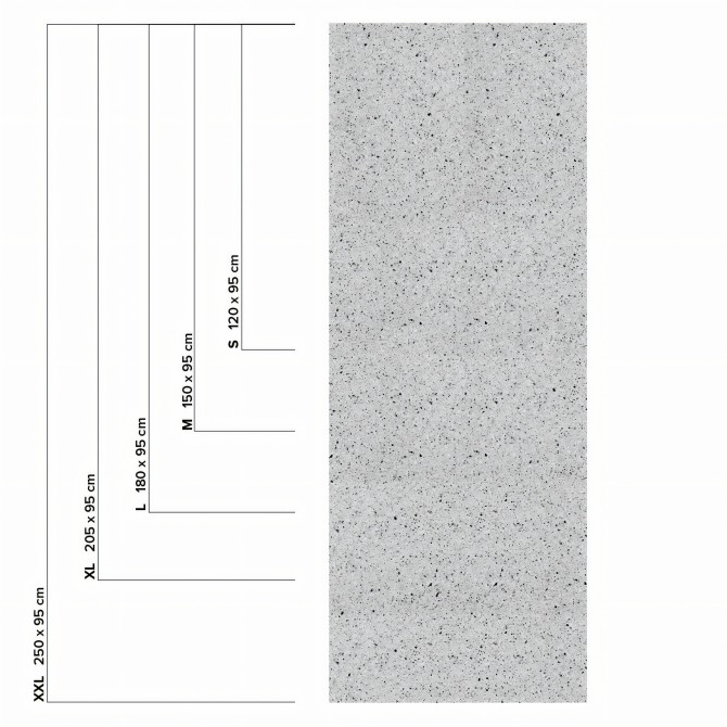 Terrazo Lido. Vinilo lavable autoadhesivo para paredes, azulejos, suelos y muebles. Color gris. Medidas. Lokoloko