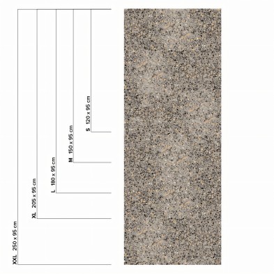Terrazo Carboneras. Vinilo lavable autoadhesivo para paredes, azulejos, muebles y suelos. Gris y naranja. Medidas. Lokoloko